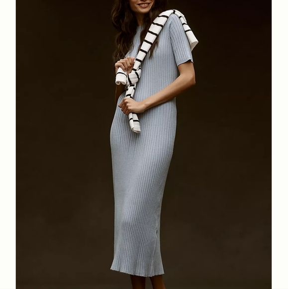 Varley Maeve Ribbed Dress in Ashley Blue XXS NWT - Picture 2 of 13